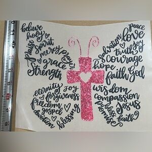 Pink Cross DTF with Inspirational Words